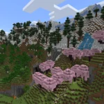 Ảnh chụp màn hình quảng cáo từ game Minecraft, hiển thị nhiều quần xã sinh vật khác nhau.