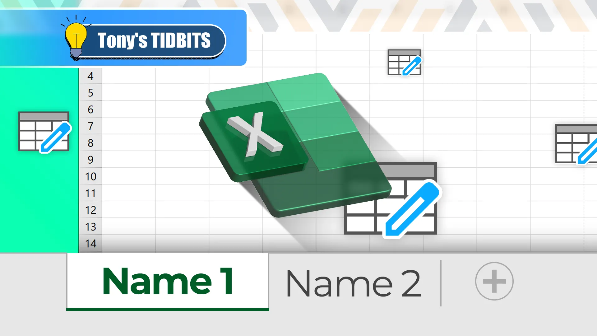 Bảng tính Excel với các tên trang tính (worksheet) được đánh dấu nổi bật, minh họa khả năng điều hướng giữa các sheet.