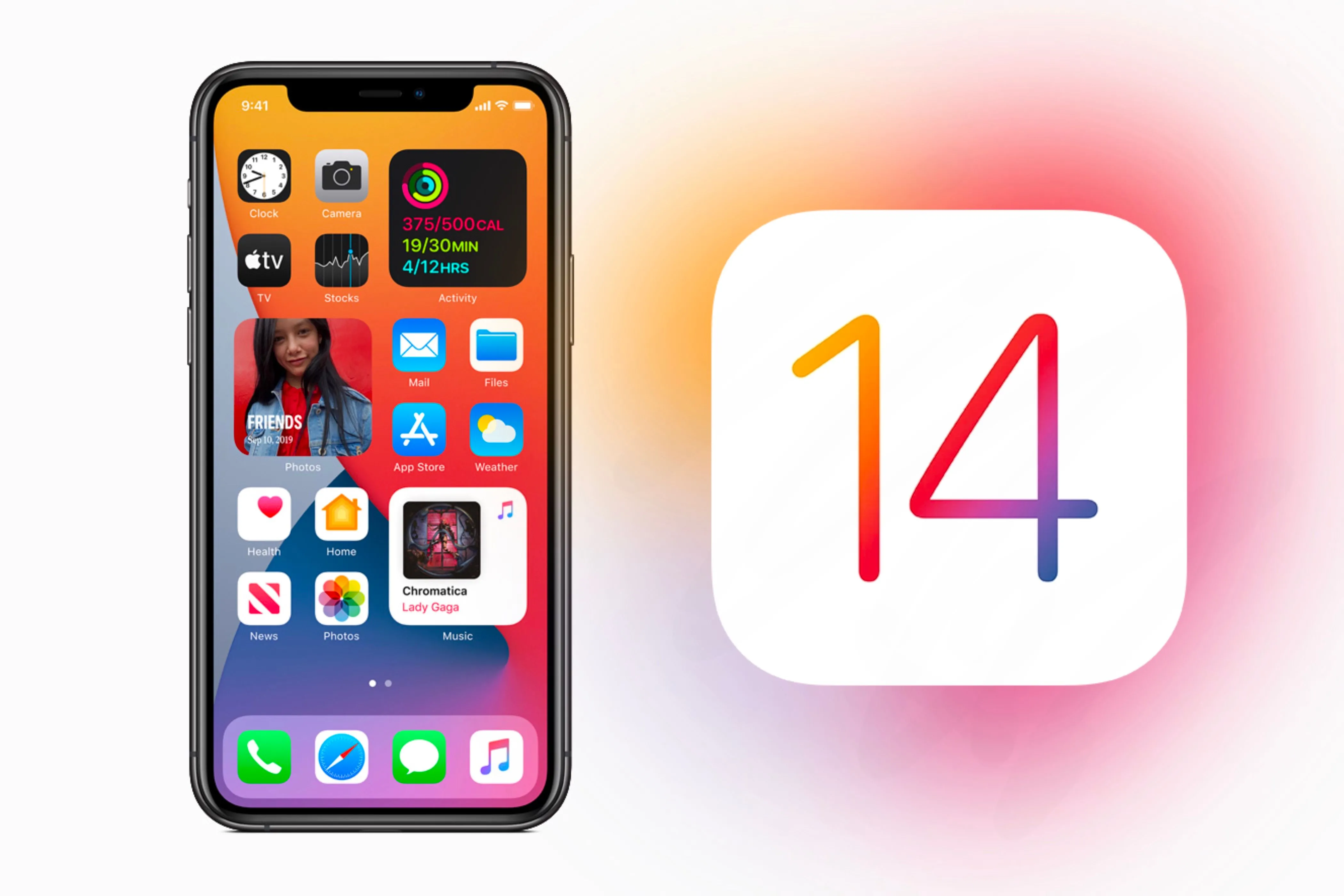 Biểu tượng iOS 14 và iPhone hiển thị widget trên màn hình chính