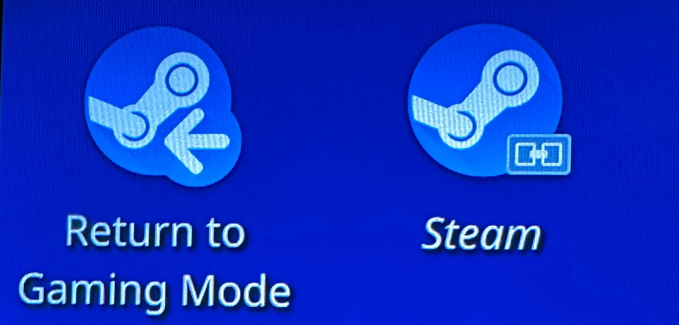 Biểu tượng &quot;Return to Gaming Mode&quot; trên màn hình Desktop của SteamOS, giúp người dùng trở về giao diện chơi game chính.