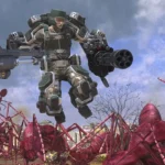 Binh lính chiến đấu với côn trùng khổng lồ trong game Earth Defense Force 6, một ví dụ điển hình của game AA có đồ họa và gameplay đặc trưng.