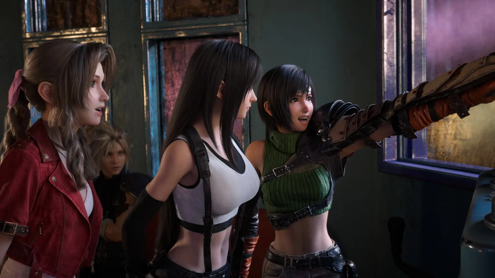 Các nhân vật Aerith, Tifa, Yuffie và Cloud từ Final Fantasy VII Rebirth, một tựa game JRPG hành động mới, đang đến Gold Saucer