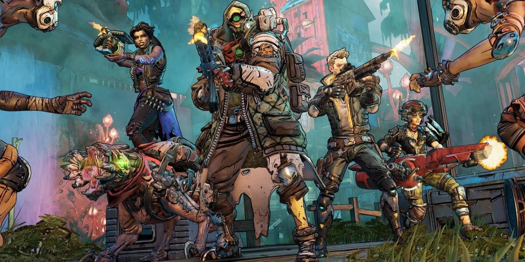Các Vault Hunter trong Borderlands 3 tham gia chiến đấu nhóm.