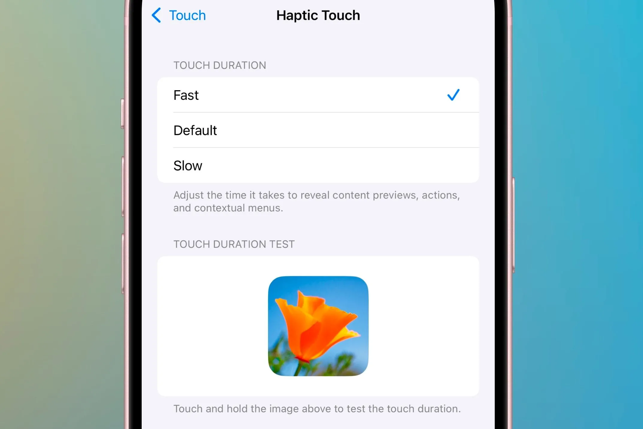 Cài đặt Haptic Touch trên iPhone với các tùy chọn tốc độ, gợi ý cho cách triển khai menu điều chỉnh Liquid Glass