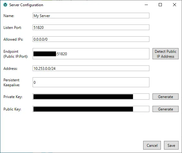 Cài đặt máy chủ Wireguard trong Wg Server for Windows