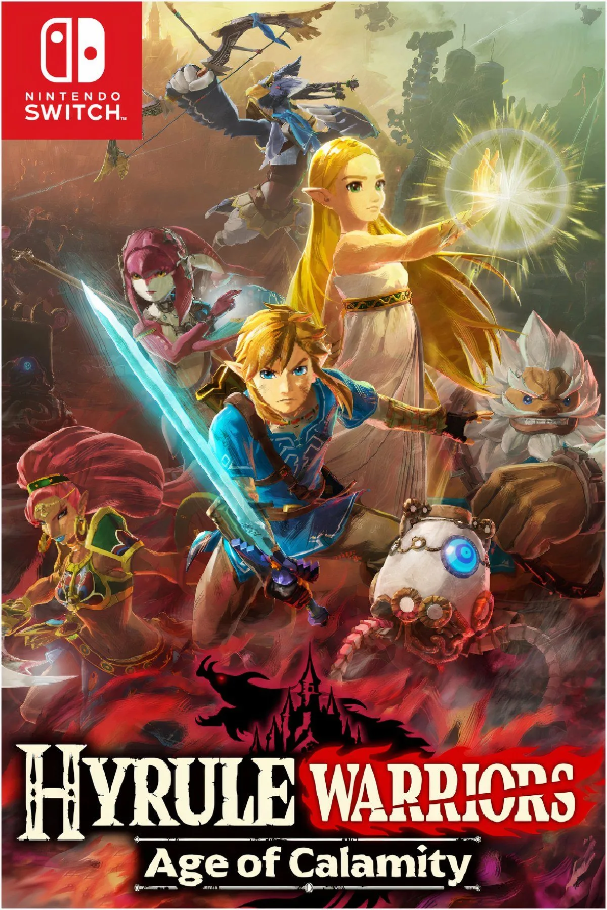 Cảnh chiến đấu hoành tráng với Link và kẻ thù trong bản demo Hyrule Warriors Age of Calamity