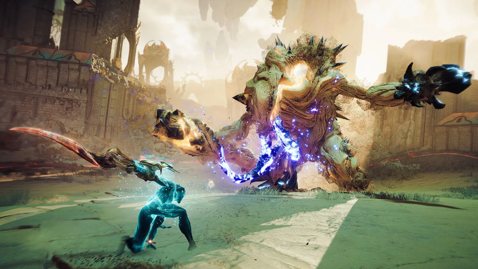 Cảnh chiến đấu trong game Atlas Fallen, một tựa game AA chất lượng nhưng lại bị lu mờ do ra mắt cùng thời điểm với các siêu phẩm AAA.