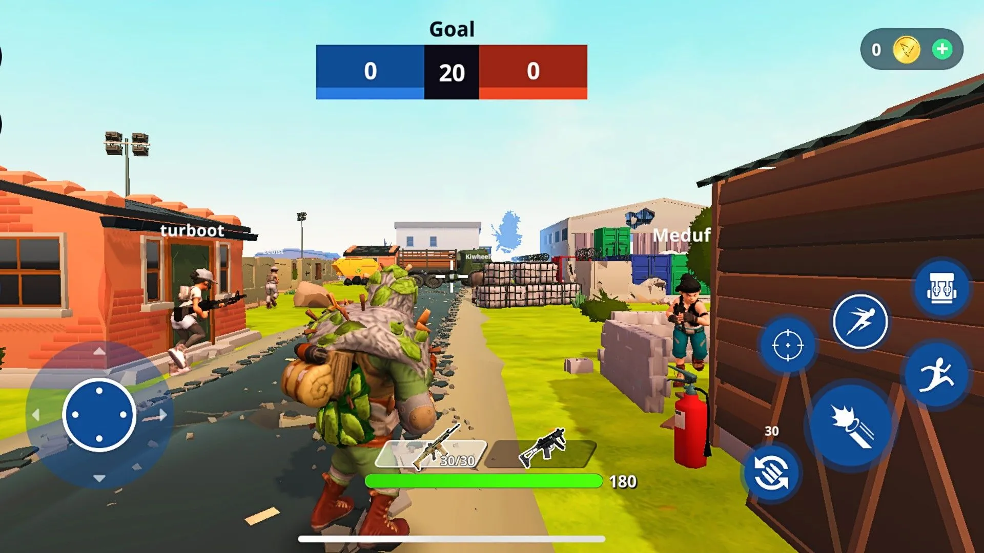 Cảnh một quái vật có vũ khí đang nhắm vào nhân vật người chơi trong một game Android tạo bằng Struckd 3D Game Creator.