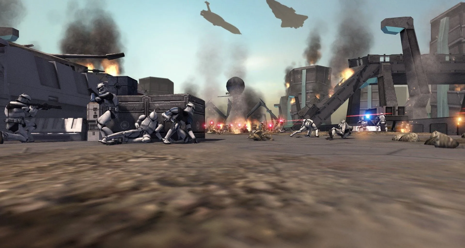 Cảnh trận chiến trong mod Star Wars - Galaxy at War cho Men at War: Assault Squad 2, mang đến trải nghiệm RTS sâu sắc.