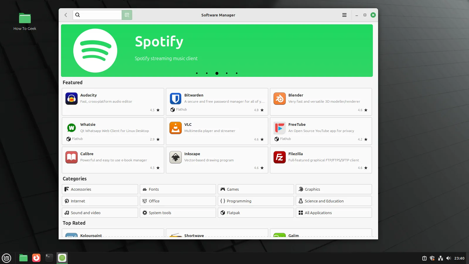 Cửa hàng phần mềm MintInstaller của Linux Mint, minh họa cách các distro quản lý và cung cấp ứng dụng.