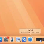 Cửa sổ gợi ý Handoff từ Safari trên iPhone xuất hiện trên màn hình MacBook, cho phép tiếp tục duyệt web liền mạch.