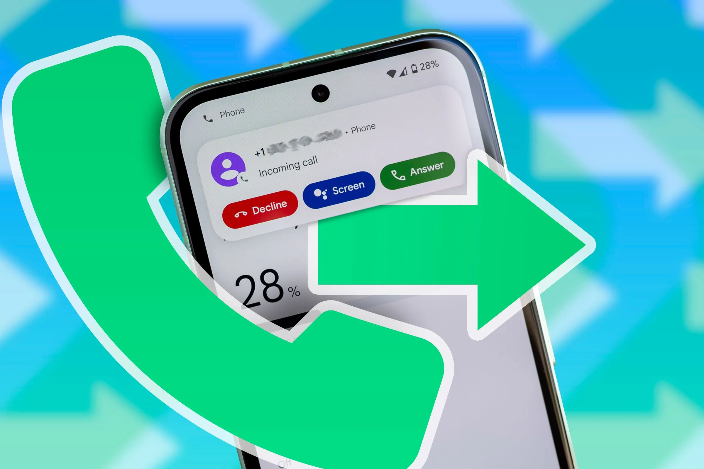 Điện thoại hiển thị cuộc gọi đến và biểu tượng Wi-Fi Calling đang hoạt động, minh họa khả năng gọi khi tín hiệu di động yếu.