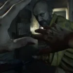 Ethan Winters trong góc nhìn thứ nhất của Resident Evil 7, thể hiện yếu tố kinh dị sinh tồn.
