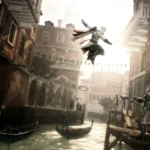 Ezio Auditore tấn công lính gác trong Assassin's Creed II, minh họa cho sự tinh chỉnh gameplay vượt trội của phần tiếp theo.