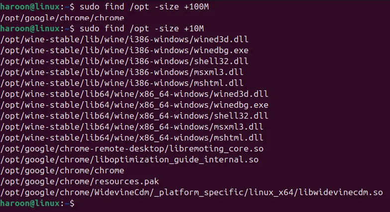 Finding files based on the specified size using find command.