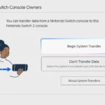 Giao diện bắt đầu tính năng chuyển dữ liệu hệ thống (System Transfer) trên màn hình thiết lập Nintendo Switch 2.