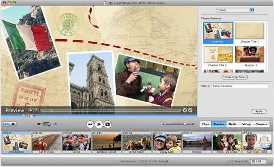 Giao diện chỉnh sửa dự án trên iMovie 6, phiên bản được nhiều người ưa chuộng.