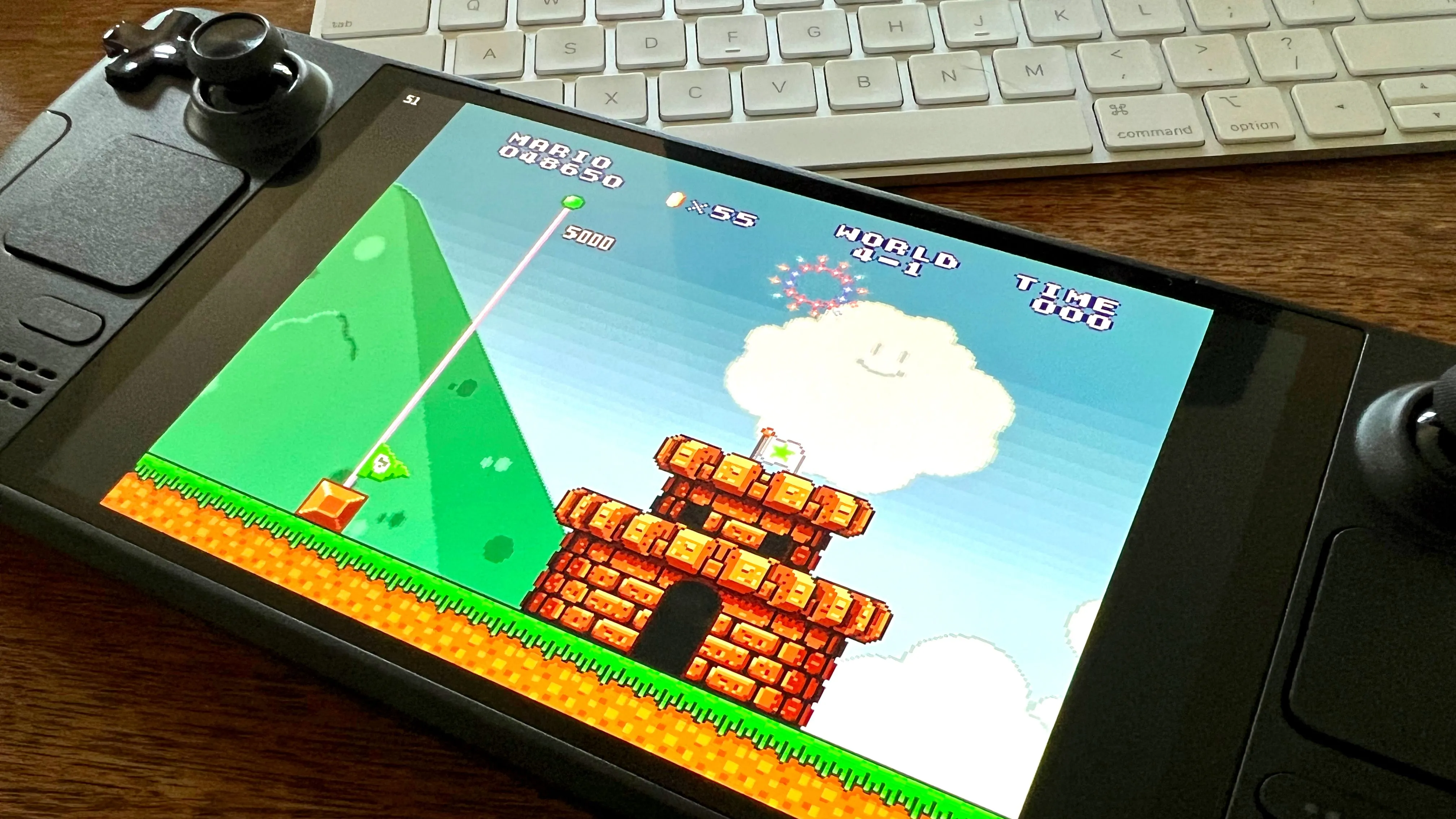 Giao diện game Super Mario All-Stars trên Steam Deck sau khi hoàn thành một màn chơi