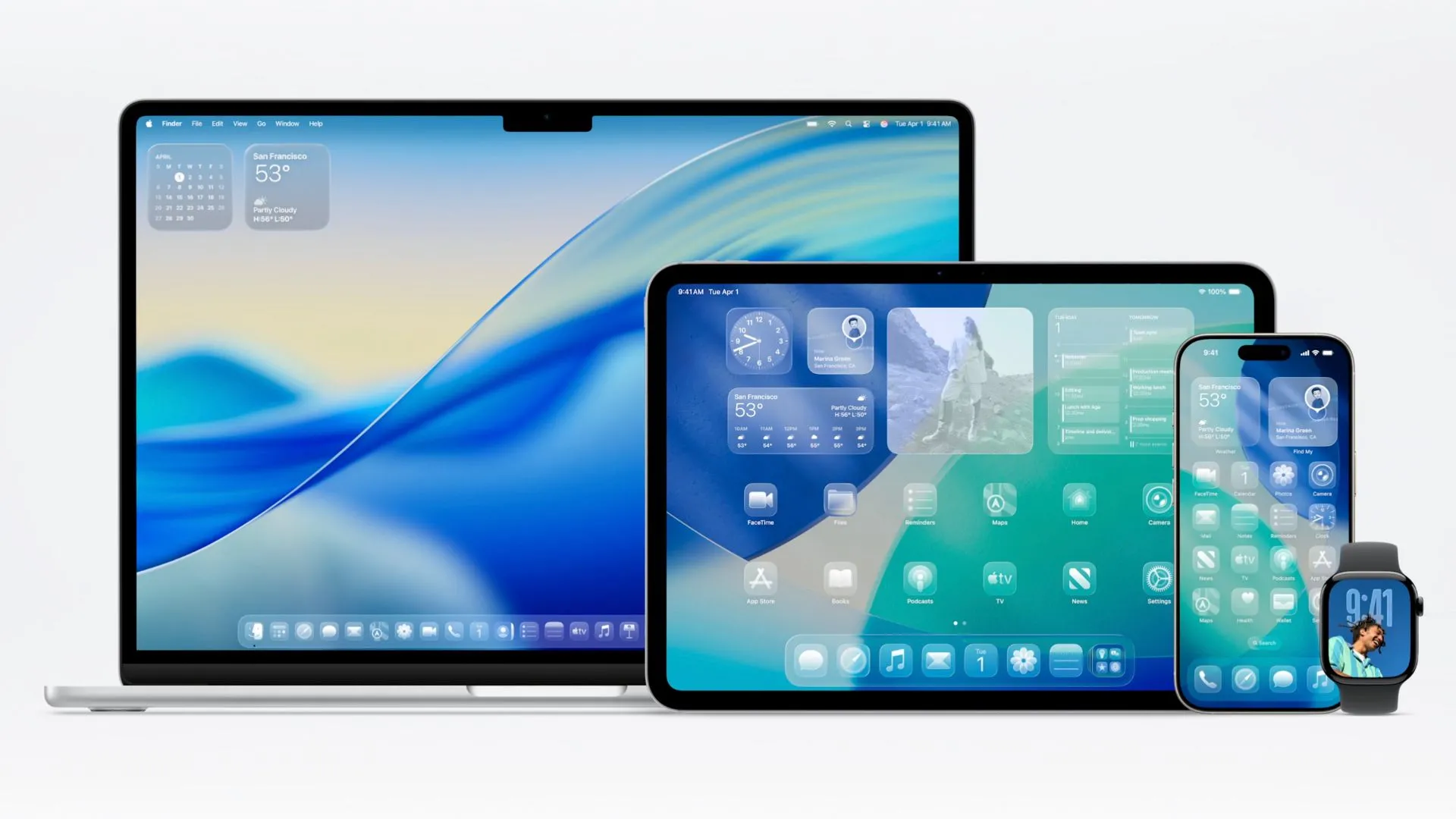 Giao diện Liquid Glass mới trên iPadOS 26 với hiệu ứng trong suốt và phản chiếu nội dung.