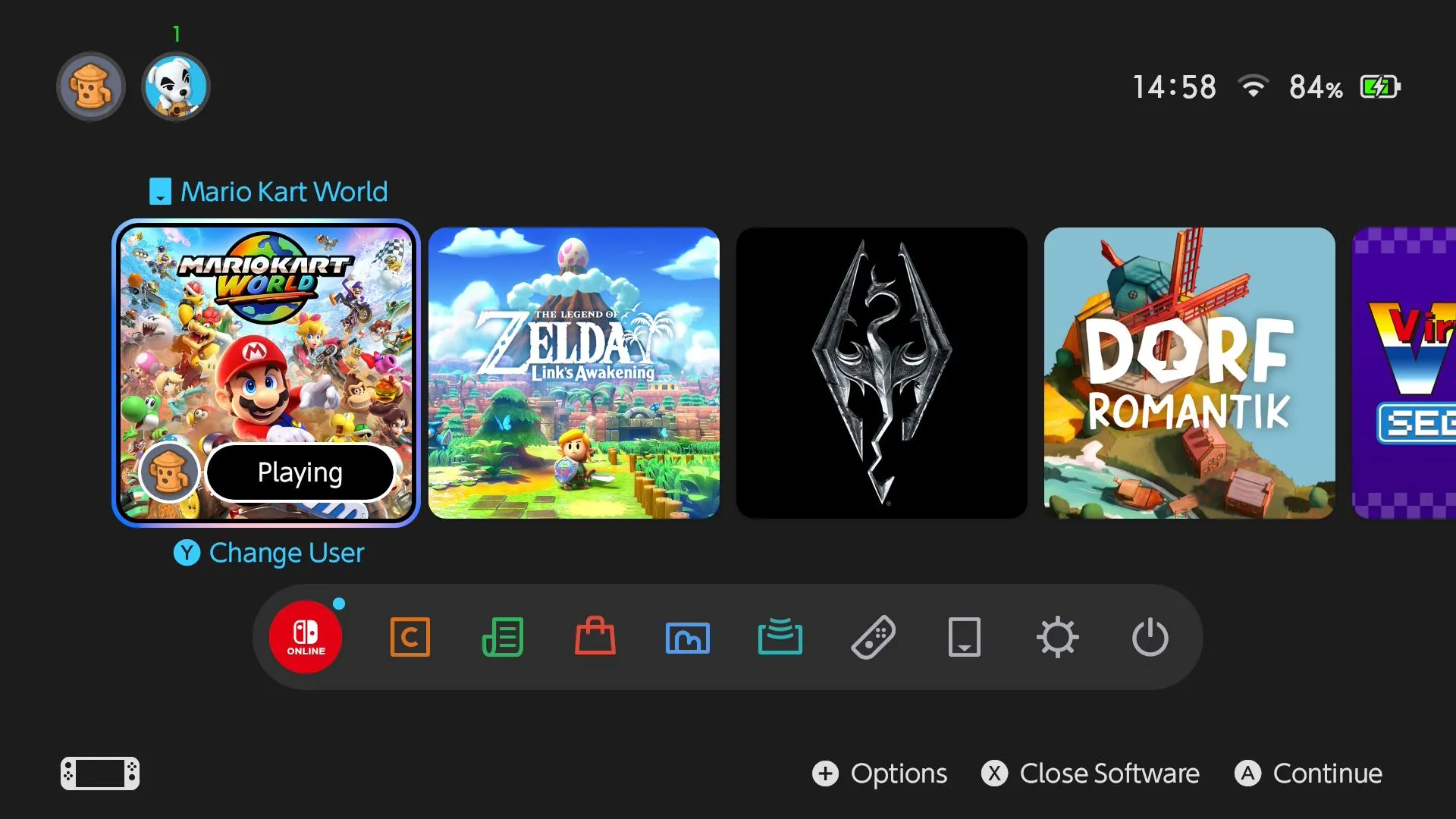 Giao diện người dùng Nintendo Switch 2 sau khi chuyển dữ liệu, hiển thị các biểu tượng game đã được sao chép.