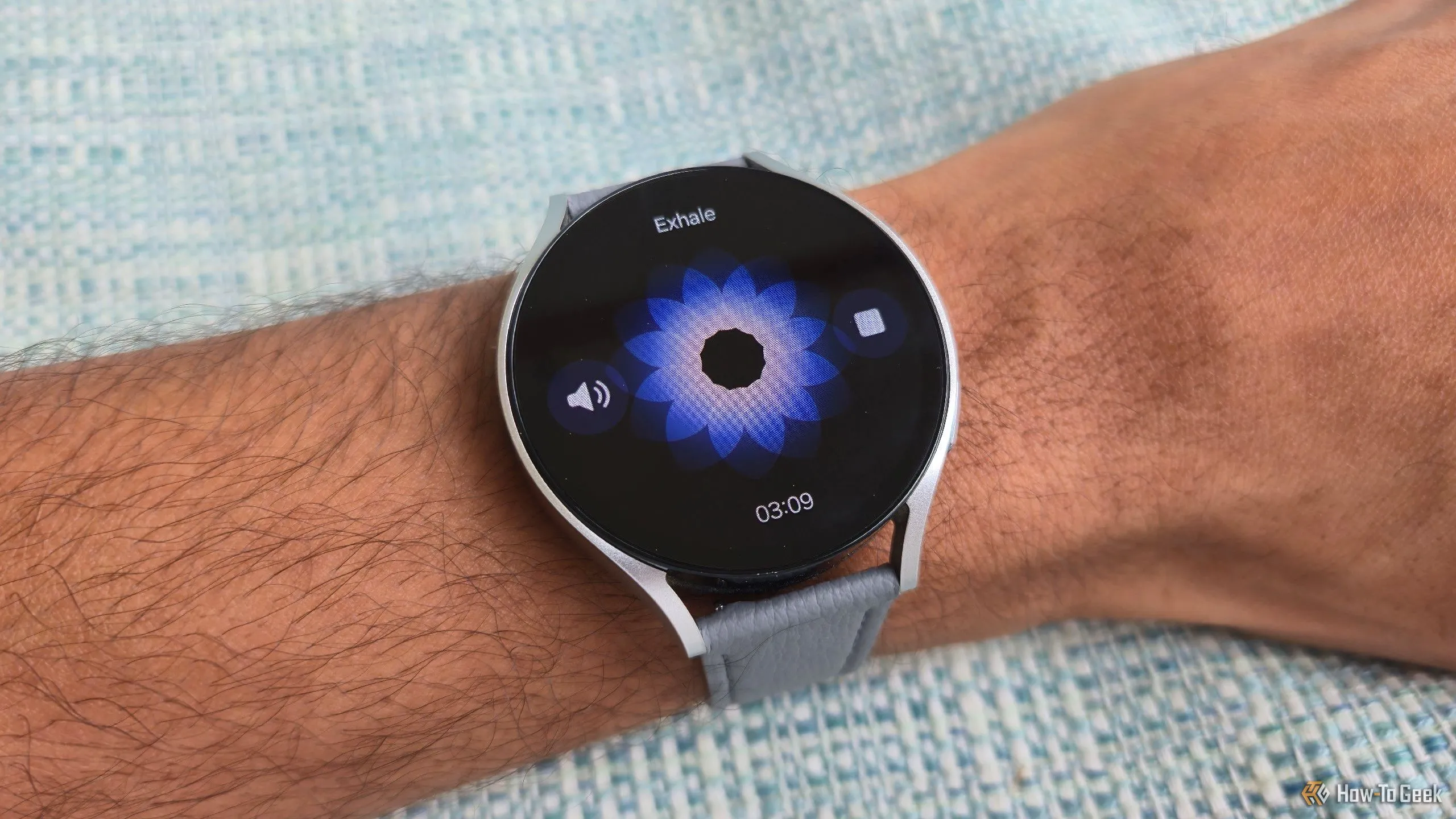 Giao diện ứng dụng bài tập thở trên Samsung Galaxy Watch 6