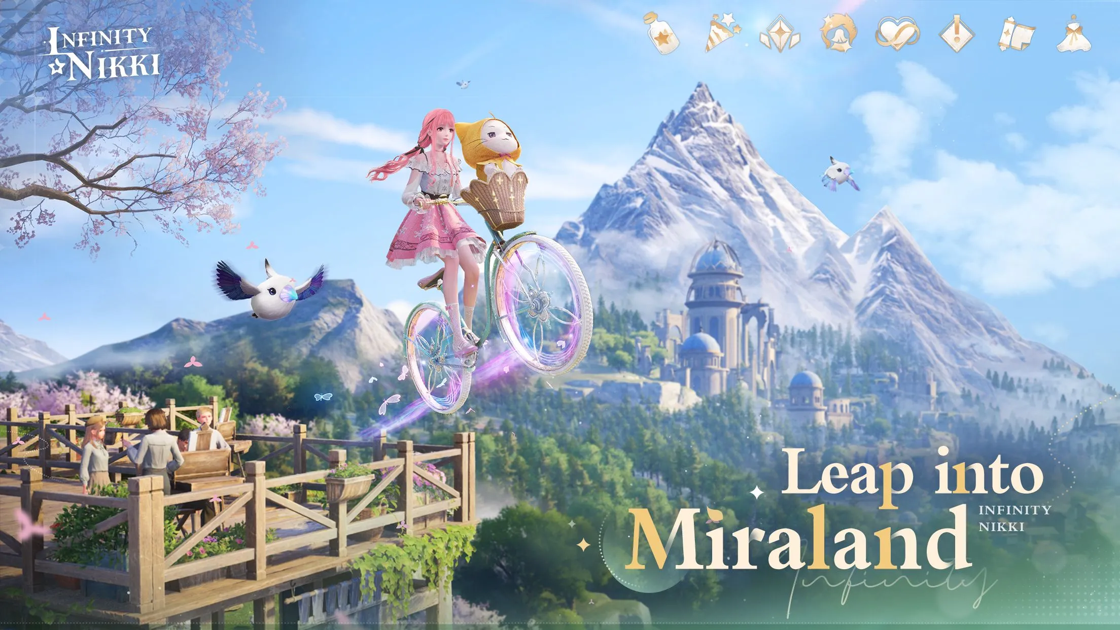 Góc nhìn toàn cảnh thế giới Miraland trong Infinity Nikki với các kiến trúc độc đáo và màu sắc tươi sáng