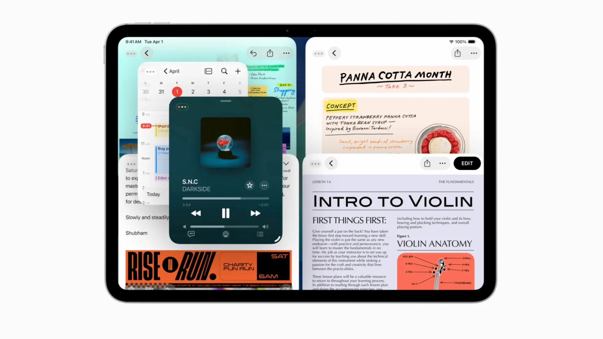 Hệ thống cửa sổ và đa nhiệm linh hoạt trên iPadOS 26, cho phép điều chỉnh kích thước và vị trí ứng dụng.
