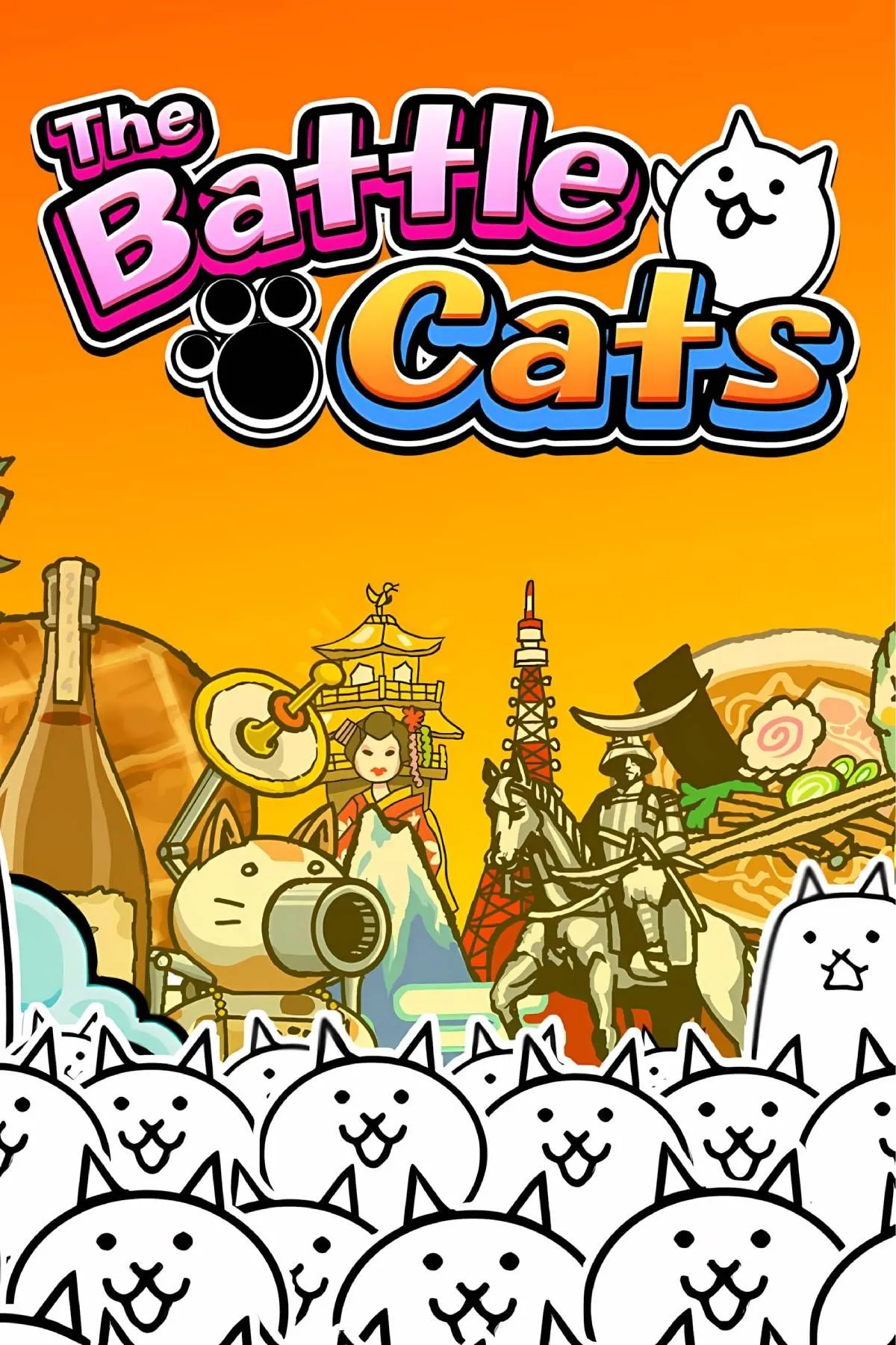 Hình ảnh bìa game The Battle Cats với các nhân vật mèo ngộ nghĩnh và quân đoàn kẻ thù