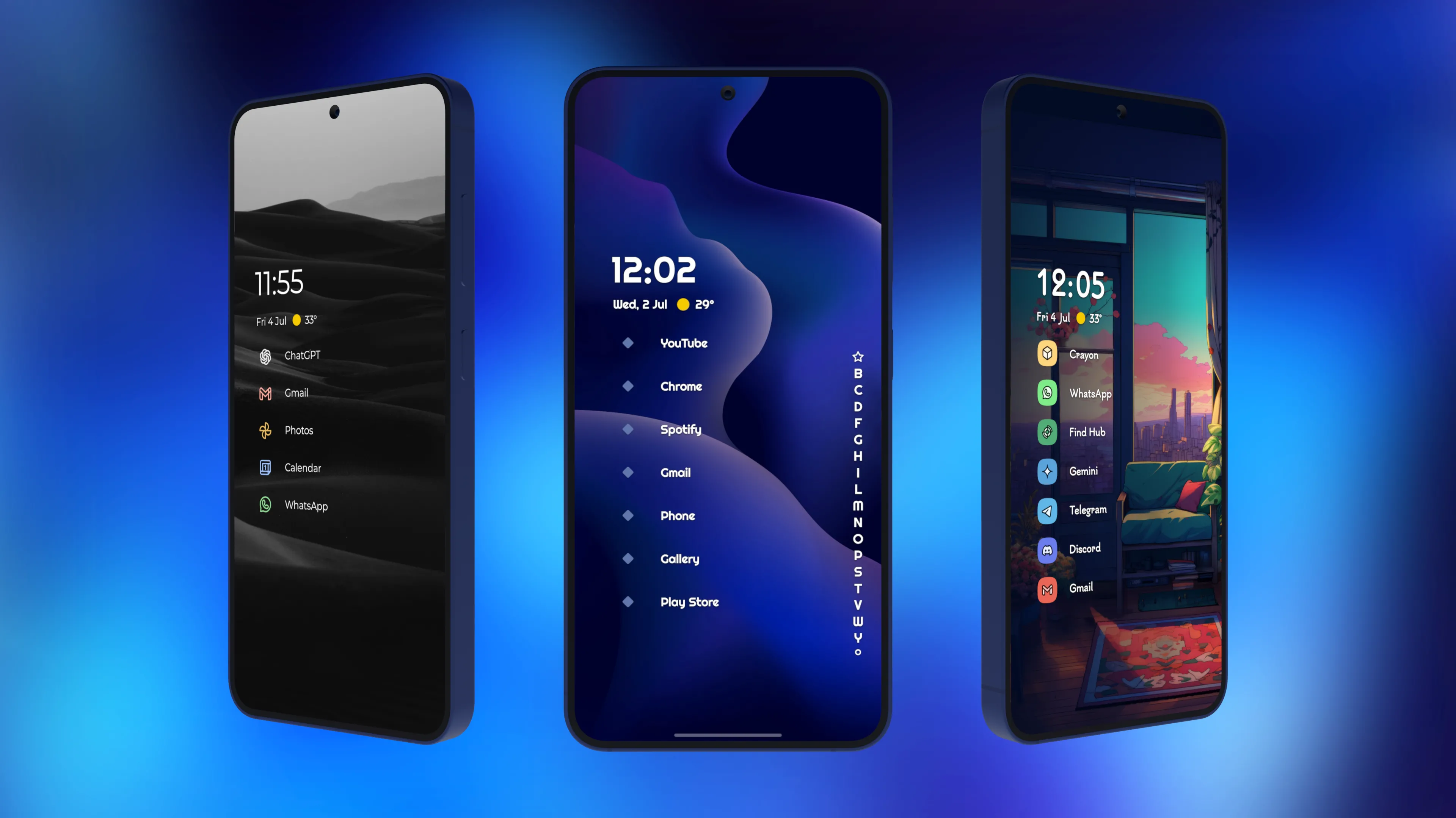 Hình ảnh minh họa các gói biểu tượng (icon packs) Anycon mới trên Niagara Launcher.