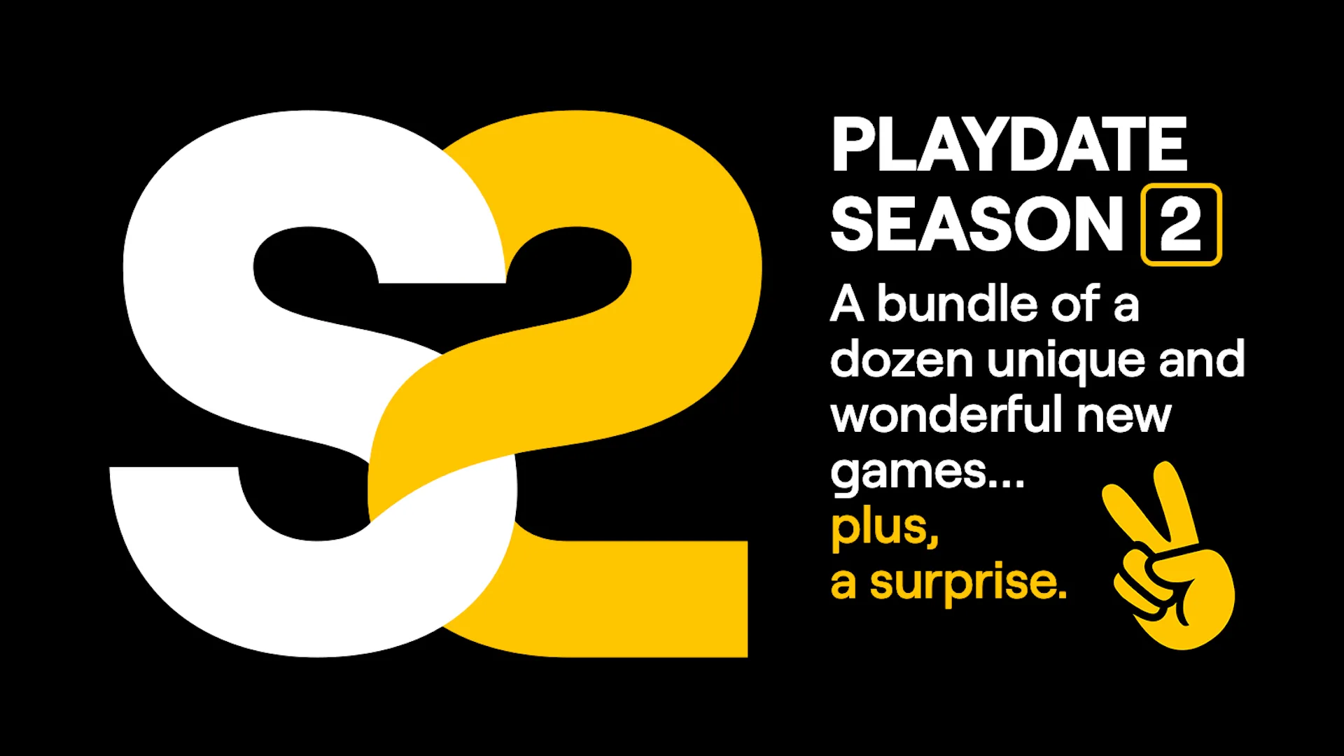 Logo Playdate Season 2 với biểu tượng tay giơ hai ngón và thông điệp chào mừng