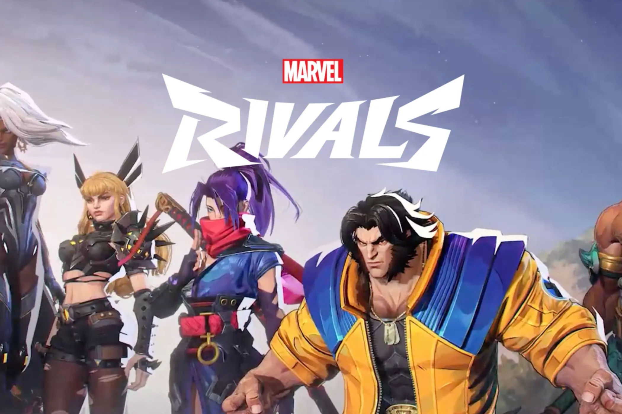 Logo và dàn nhân vật chính của game bắn súng anh hùng Marvel Rivals.