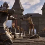 Màn hình chiến đấu ấn tượng trong Skyblivion, minh họa đồ họa cải tiến của dự án mod Oblivion.