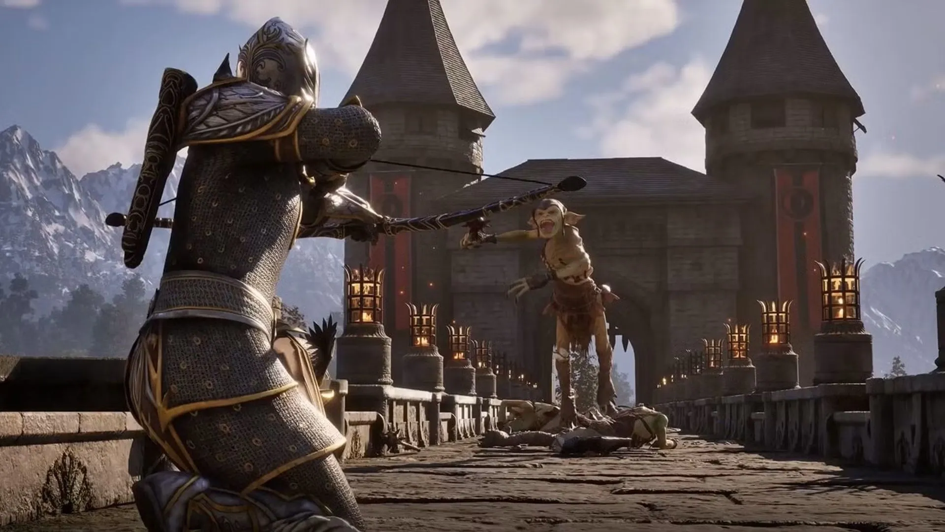 Màn hình chiến đấu ấn tượng trong Skyblivion, minh họa đồ họa cải tiến của dự án mod Oblivion.