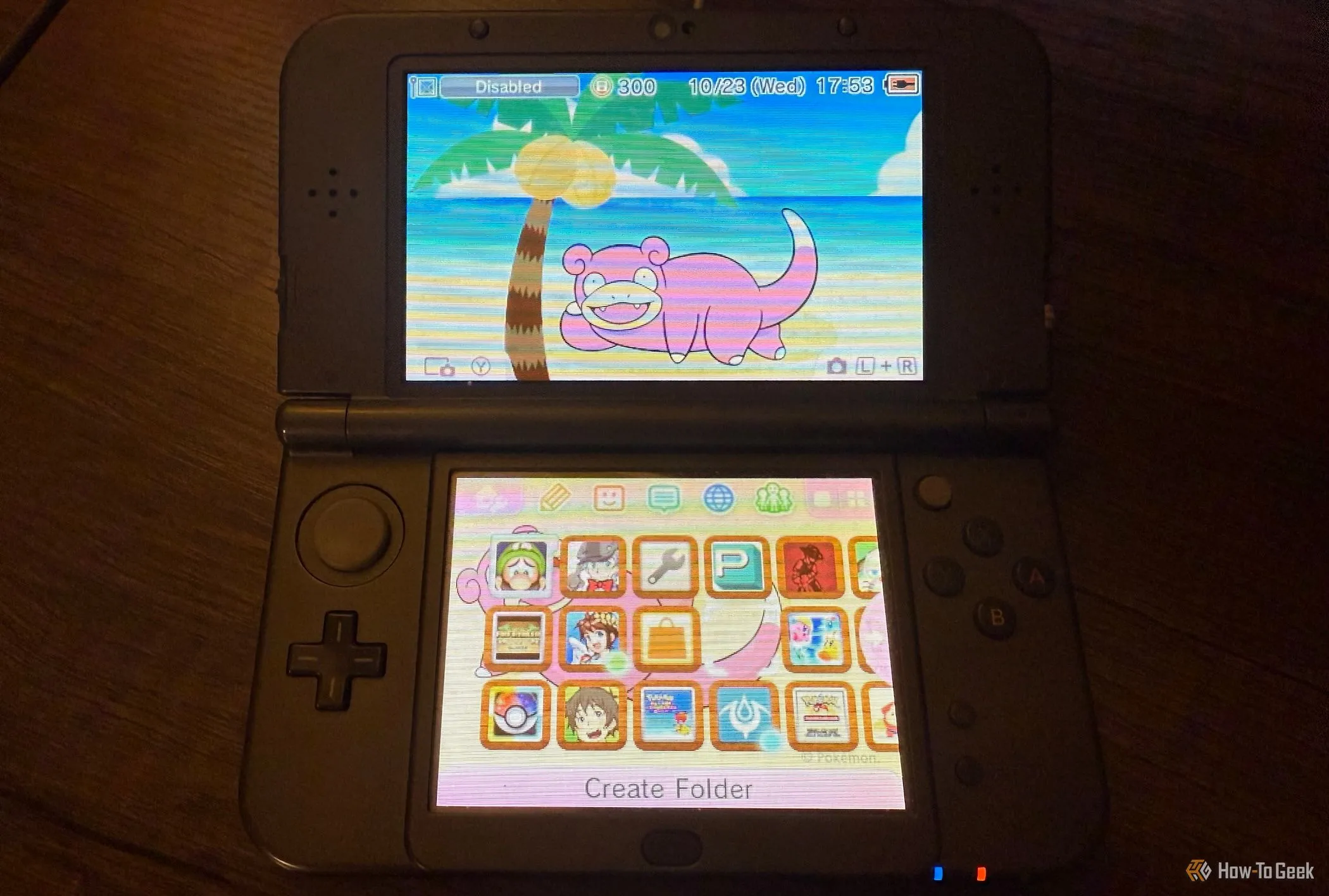 Màn hình chính của máy New Nintendo 3DS XL, minh họa cho trải nghiệm chơi game trên màn hình nhỏ
