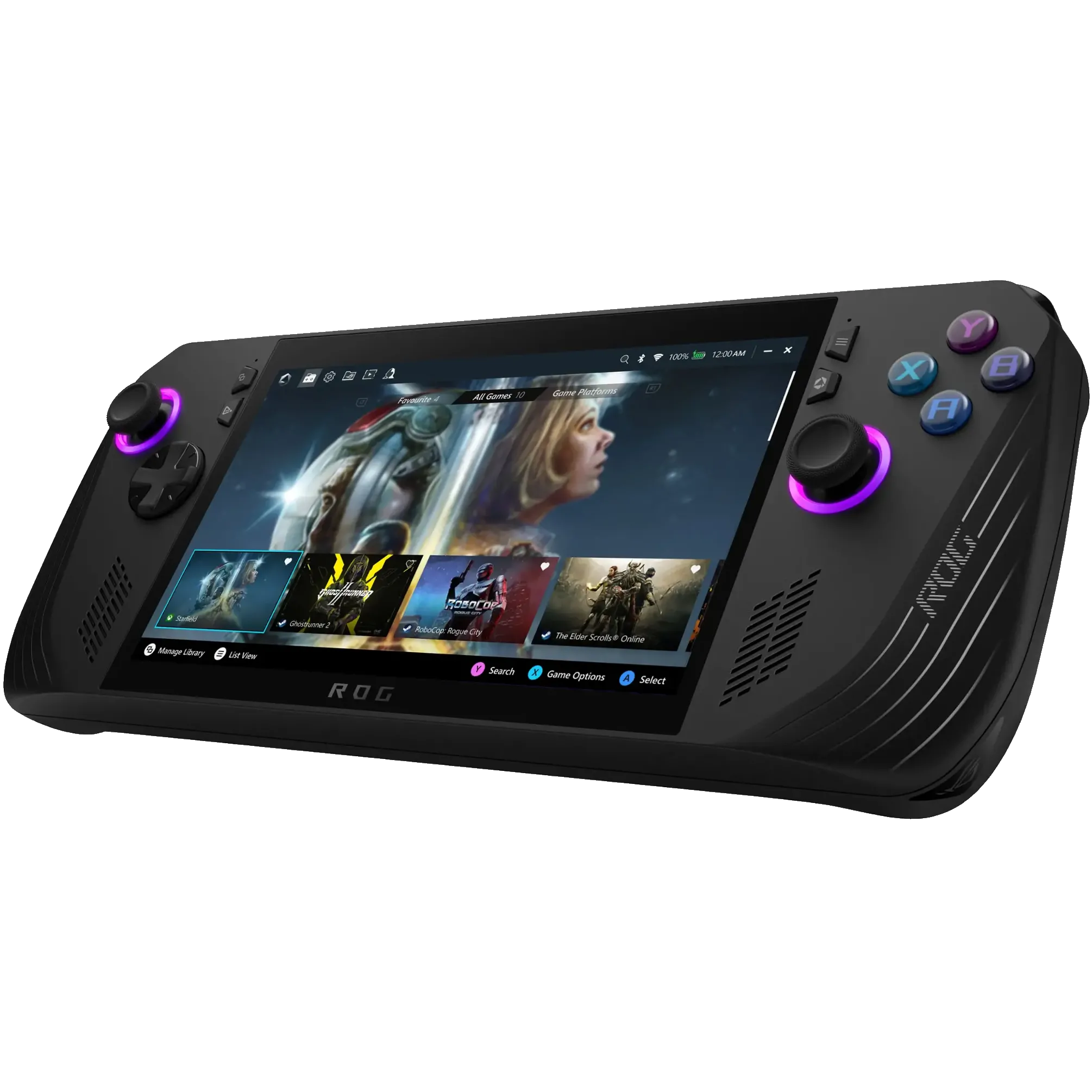 Máy chơi game cầm tay ASUS ROG Ally X màu đen với thiết kế hiện đại