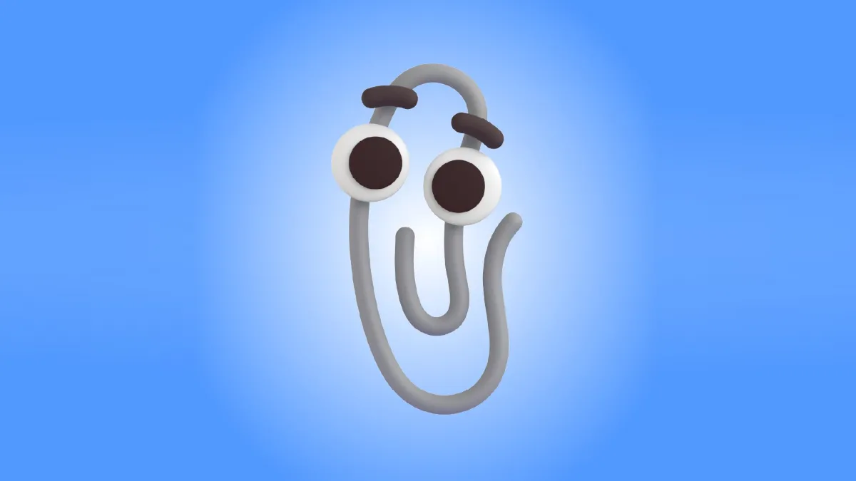 Microsoft Clippy, trợ lý văn phòng hình kẹp giấy với đôi mắt ngộ nghĩnh, biểu tượng của sự trợ giúp (hay phiền toái) trong Office.