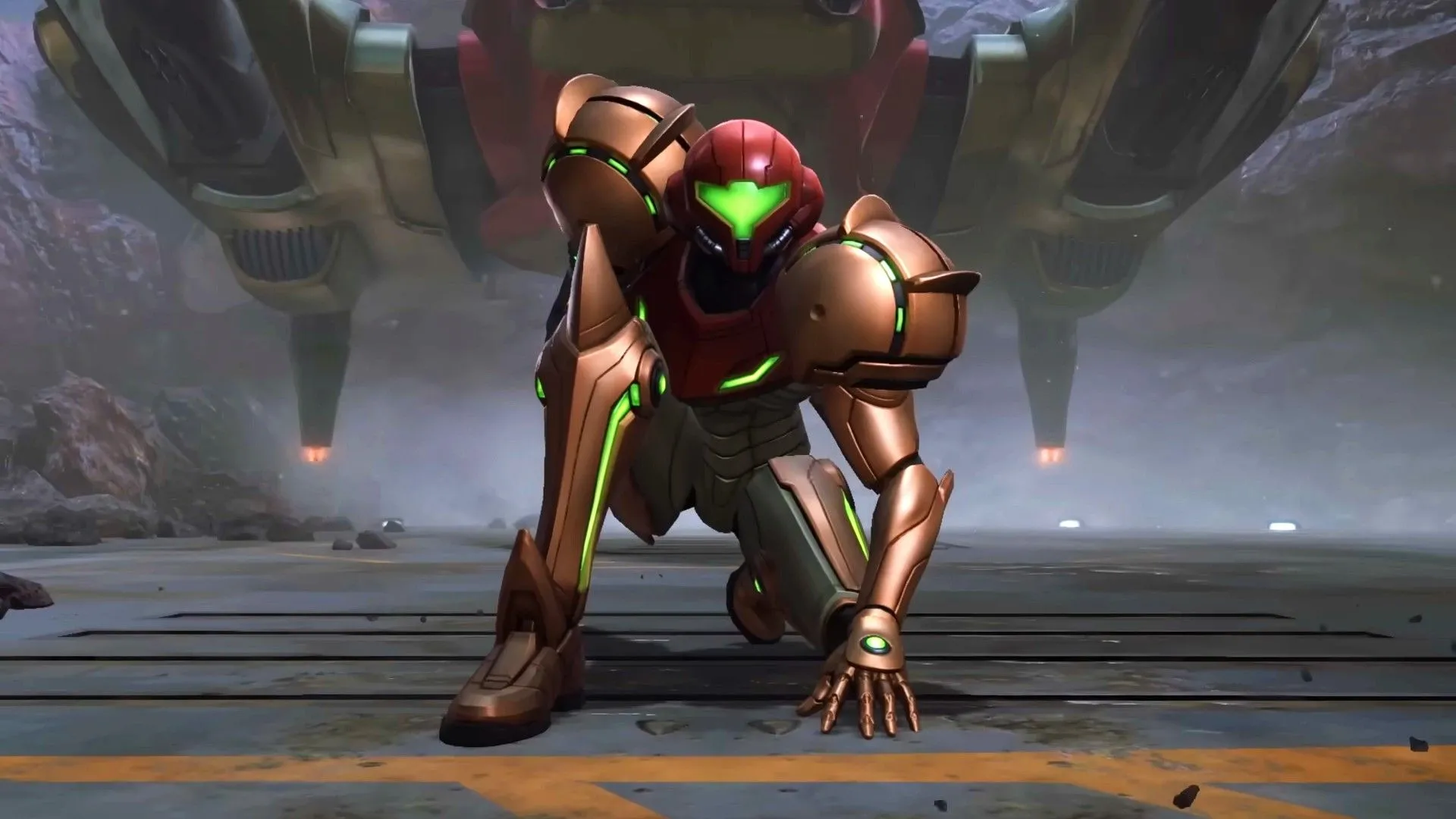 Nhân vật Samus Aran từ Metroid Prime 4 Beyond trên nền tảng Nintendo Switch.