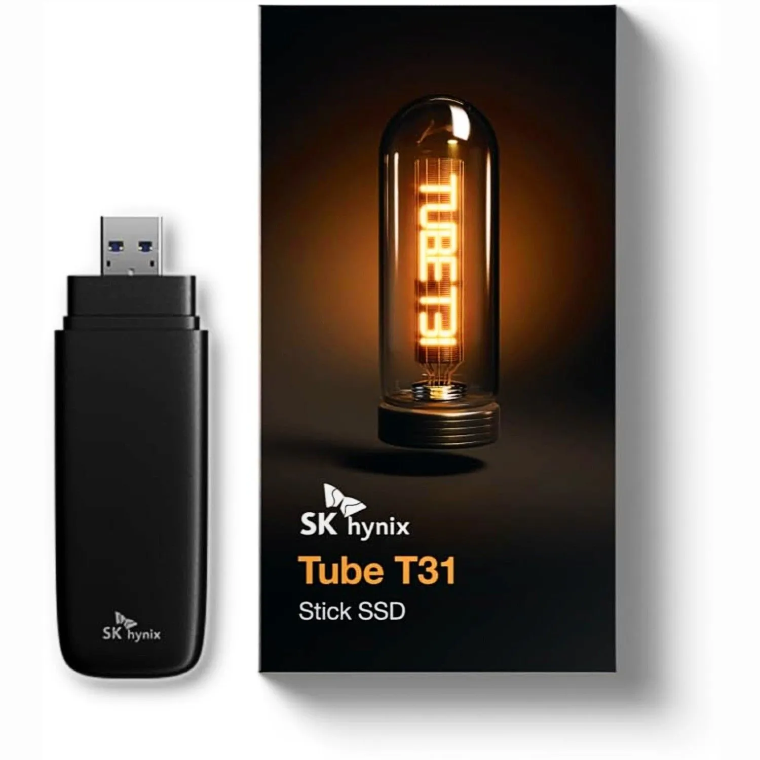 Ổ cứng di động SK Hynix Tube T31 1TB màu trắng nổi bật trên nền
