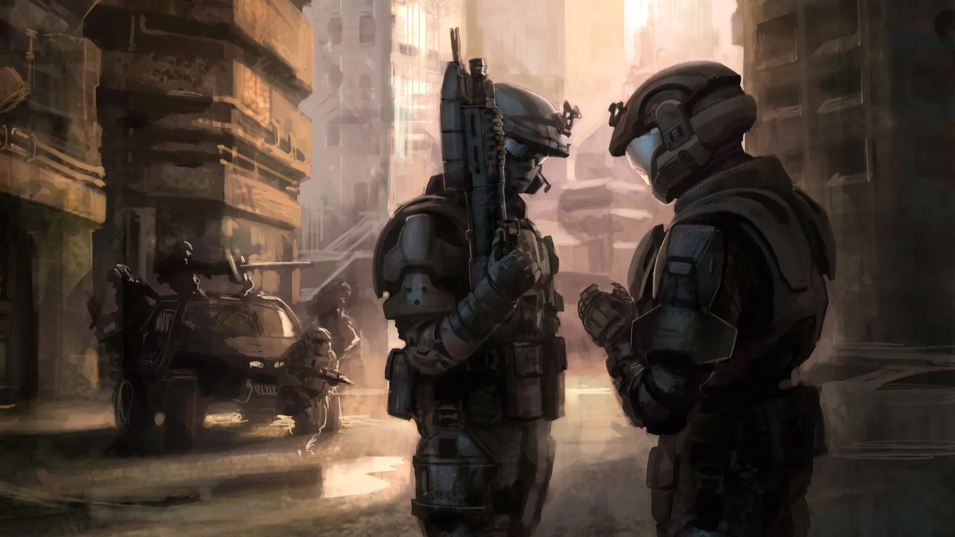 Tác phẩm nghệ thuật quảng bá game Halo 3: ODST, thể hiện khả năng chơi game đồ họa ấn tượng qua cloud gaming.
