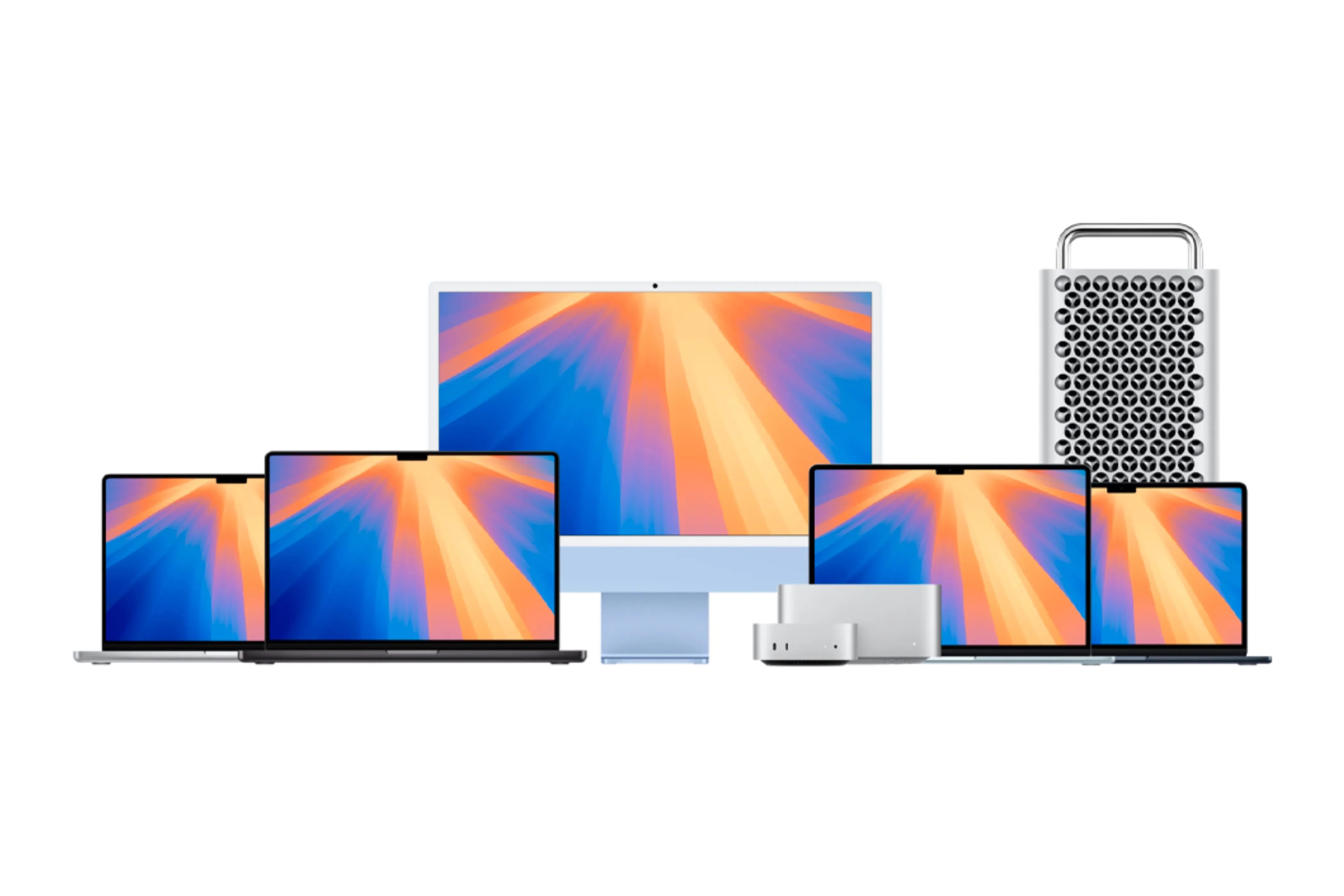 Tất cả các mẫu Mac của Apple, minh họa cho sự đa dạng lựa chọn khi chơi game.