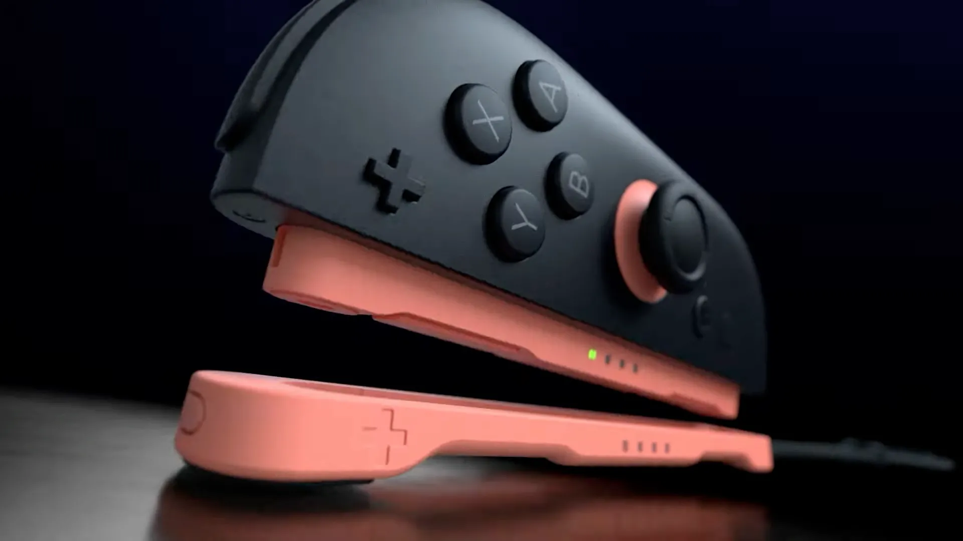 Tay cầm Joy-Con 2 của Nintendo Switch 2 gắn vào dây đeo cổ tay, sẵn sàng cho chế độ chuột.