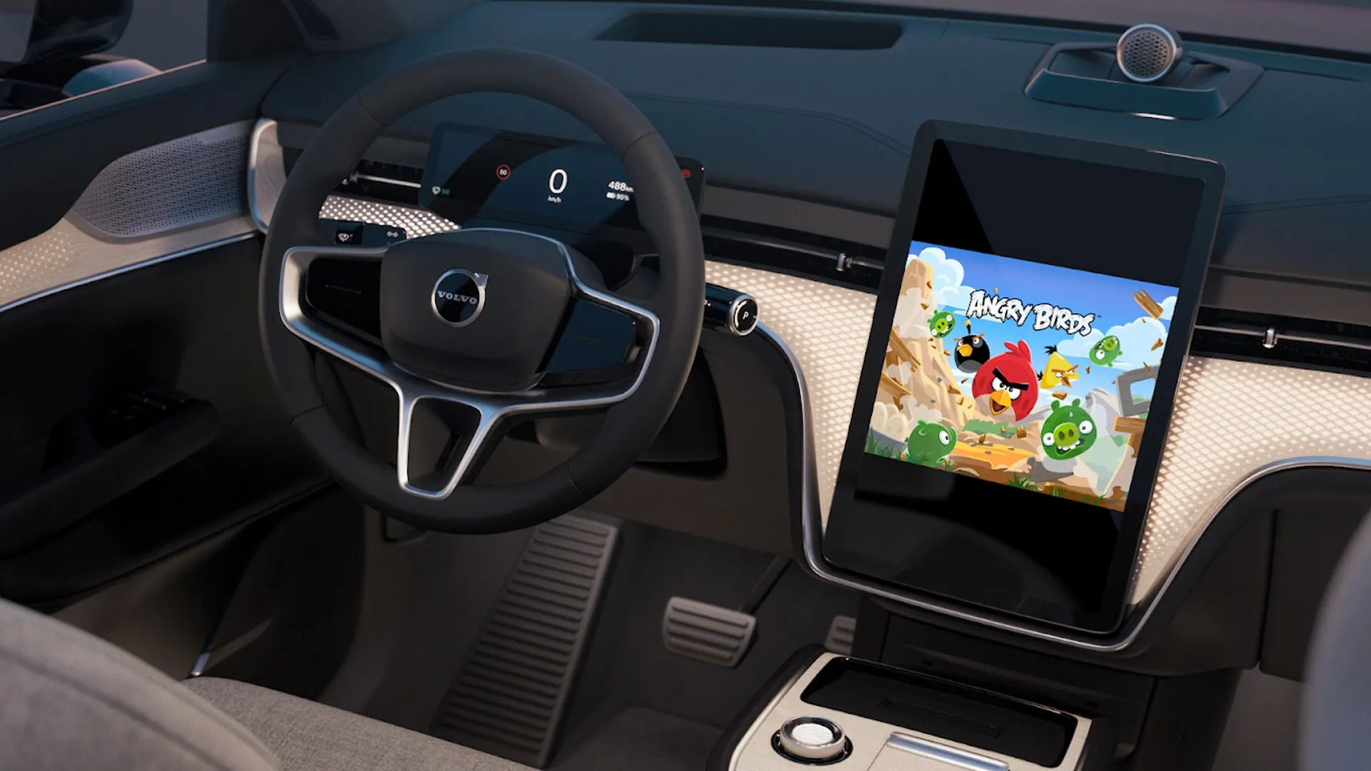 Trải nghiệm Angry Birds 2 trên màn hình Android Auto khi xe đứng yên.