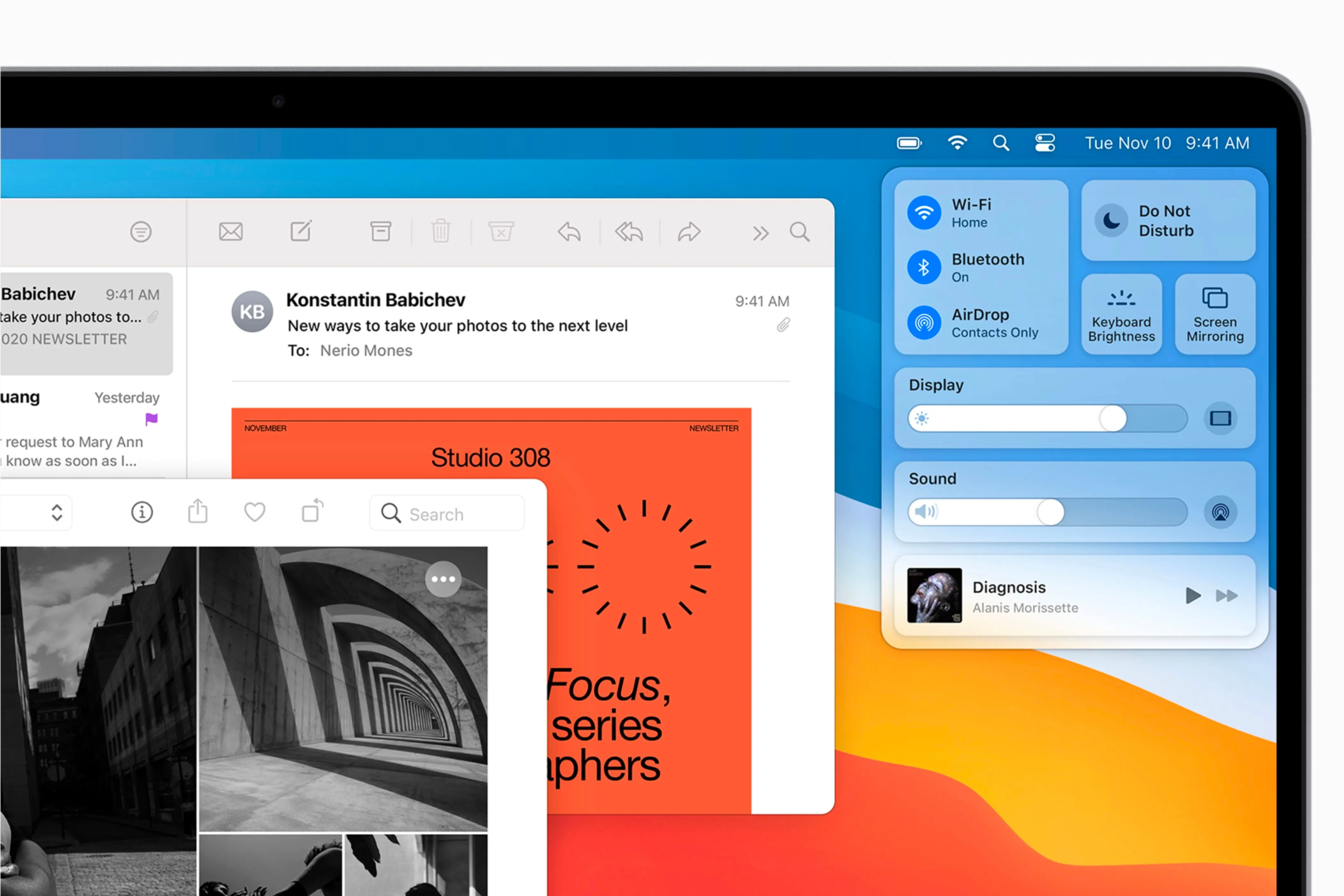 Trung tâm điều khiển (Control Center) trên macOS Big Sur, giống iOS