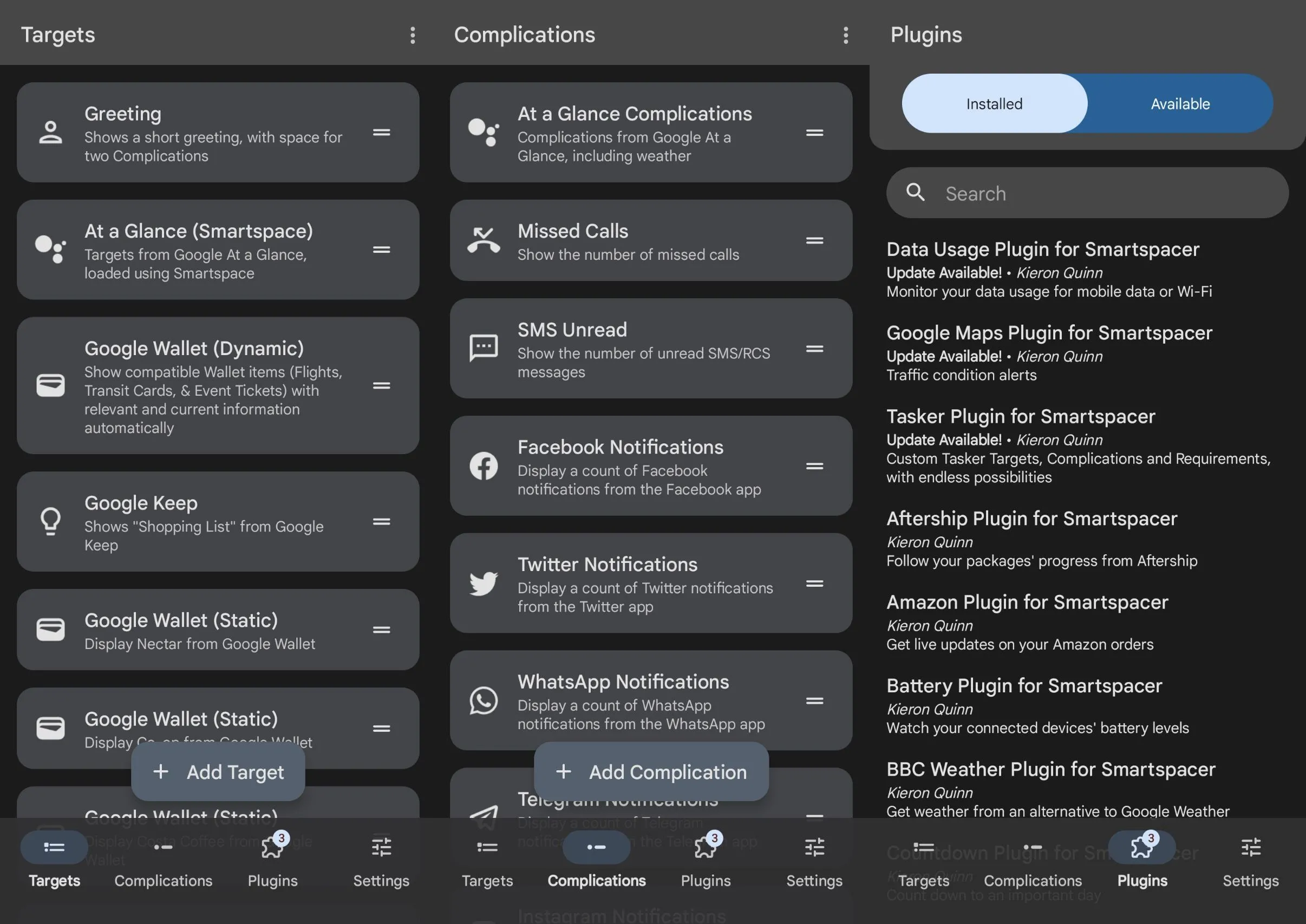 Widget Smartspacer hiển thị thông tin đa dạng như thời tiết và pin thiết bị trên màn hình chính Android.