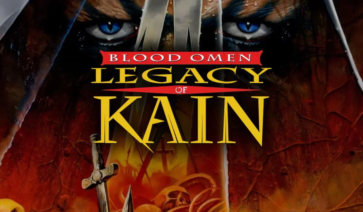 Ảnh bìa game Blood Omen: Legacy of Kain với hình ảnh ma cà rồng Kain.