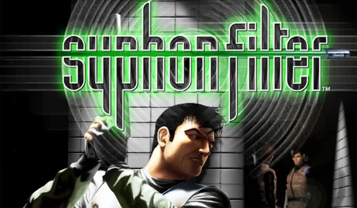Ảnh bìa game Syphon Filter với nhân vật chính đang hành động.