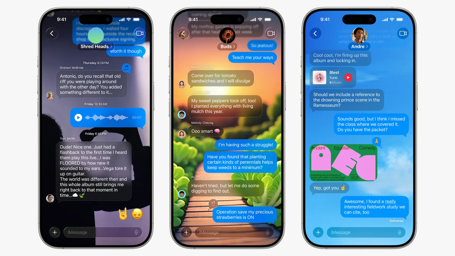 Ảnh chụp màn hình tính năng hình nền tùy chỉnh trong ứng dụng Tin nhắn Apple.