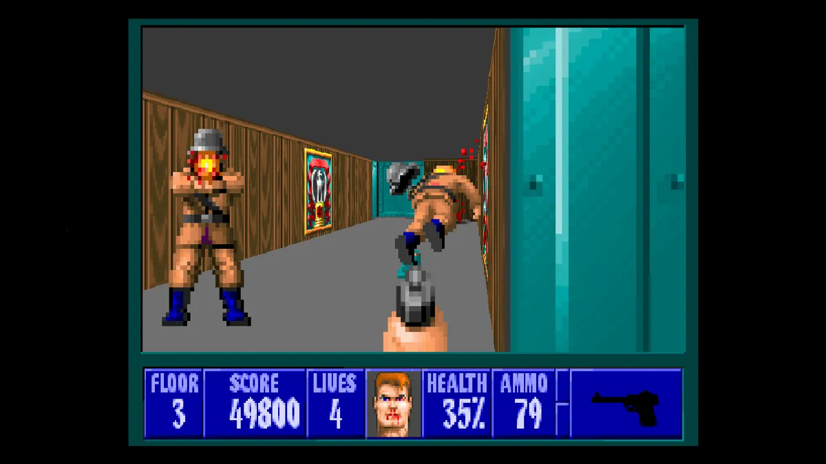 Ảnh chụp màn hình Wolfenstein 3D với góc nhìn thứ nhất