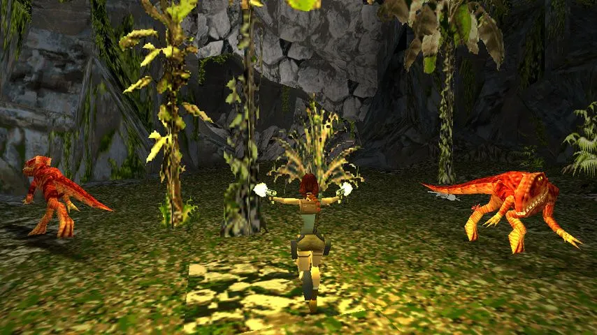 Ảnh quảng cáo từ game FPS miễn phí OpenLara, thể hiện cảnh hành động nhiều mục tiêu