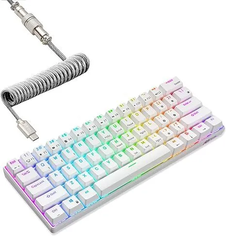 Bàn phím cơ RK ROYAL KLUDGE RK61 60% nhỏ gọn với đèn nền RGB và cáp xoắn đi kèm